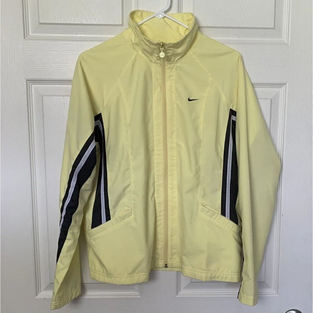 Nike Women’s Large Yellow Lightweight Windbreaker Full Zip Up Mock Neck